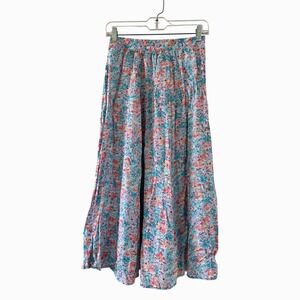 Adams Blvd California Vintage Floral Maxi Skirt Blue Pink Rayon Boho Size 13/14